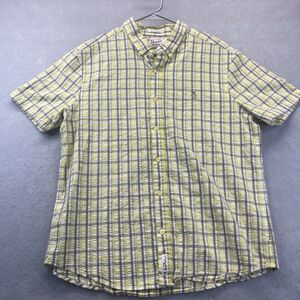 Original Penguin Heritage Slim Fit Yellow Plaid Short Sleeve Button Shirt XL